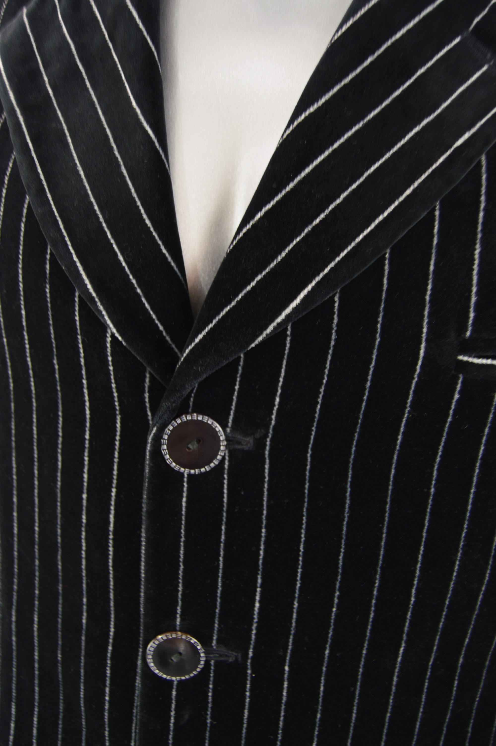 mens black and white pinstripe suit
