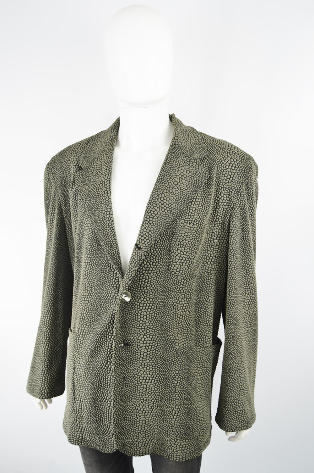 Gray Calugi e Giannelli Men's Vintage 1980s 3D Textured Avant Garde Blazer Jacket For Sale