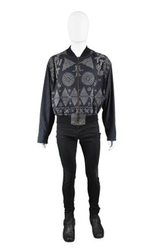 Calugi E Giannelli "Tattoo" Men's Vintage Tribal Pattern Bomber Jacket, 1980s