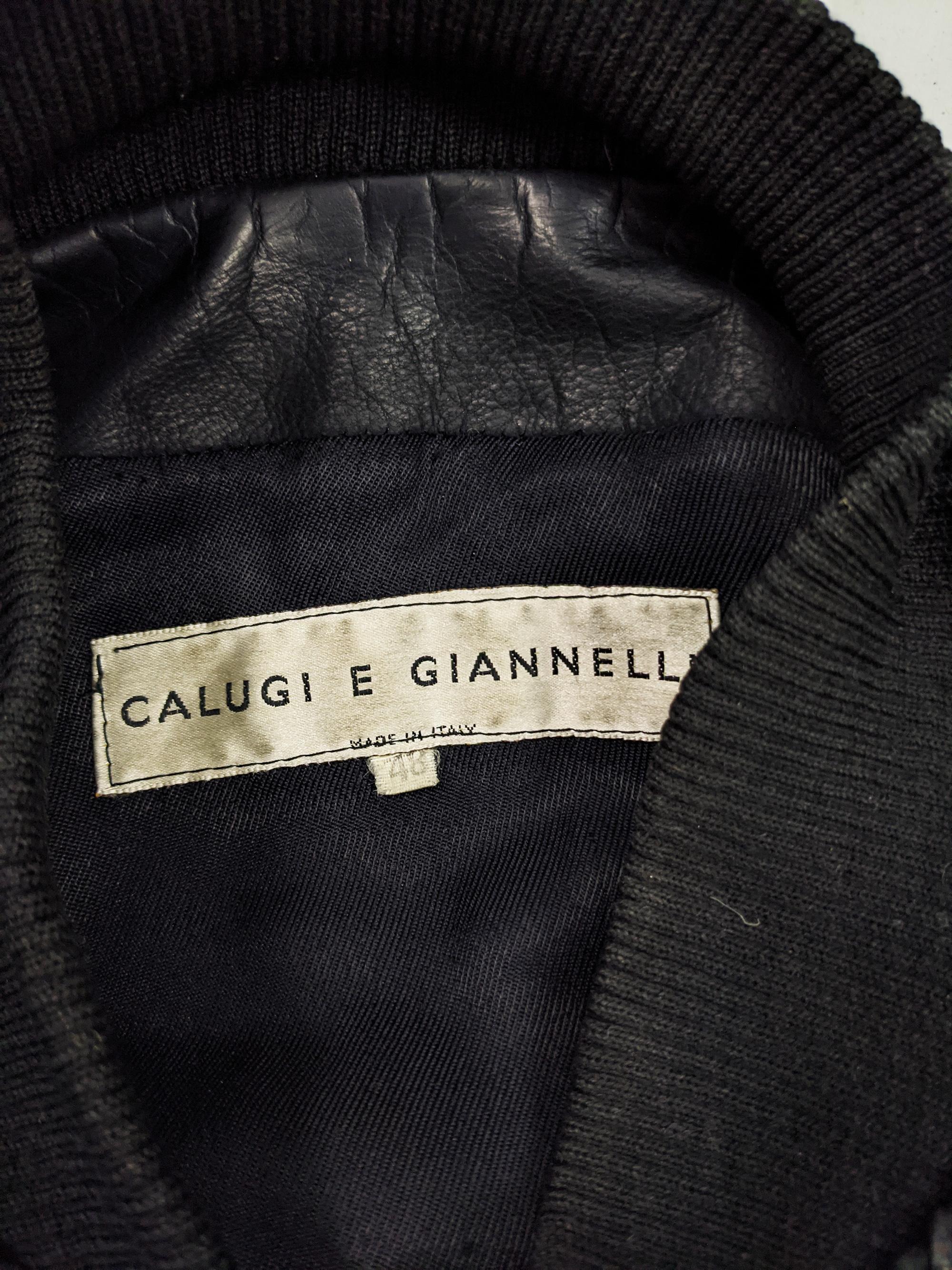 Calugi e Giannelli Vintage 80s Mens Ribbed Leather Bomber Jacket, 1980s ...