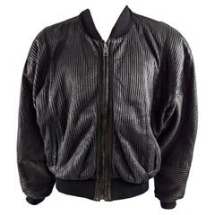 Calugi e Giannelli Vintage 80s Mens Ribbed Leather Bomber Jacket, 1980s