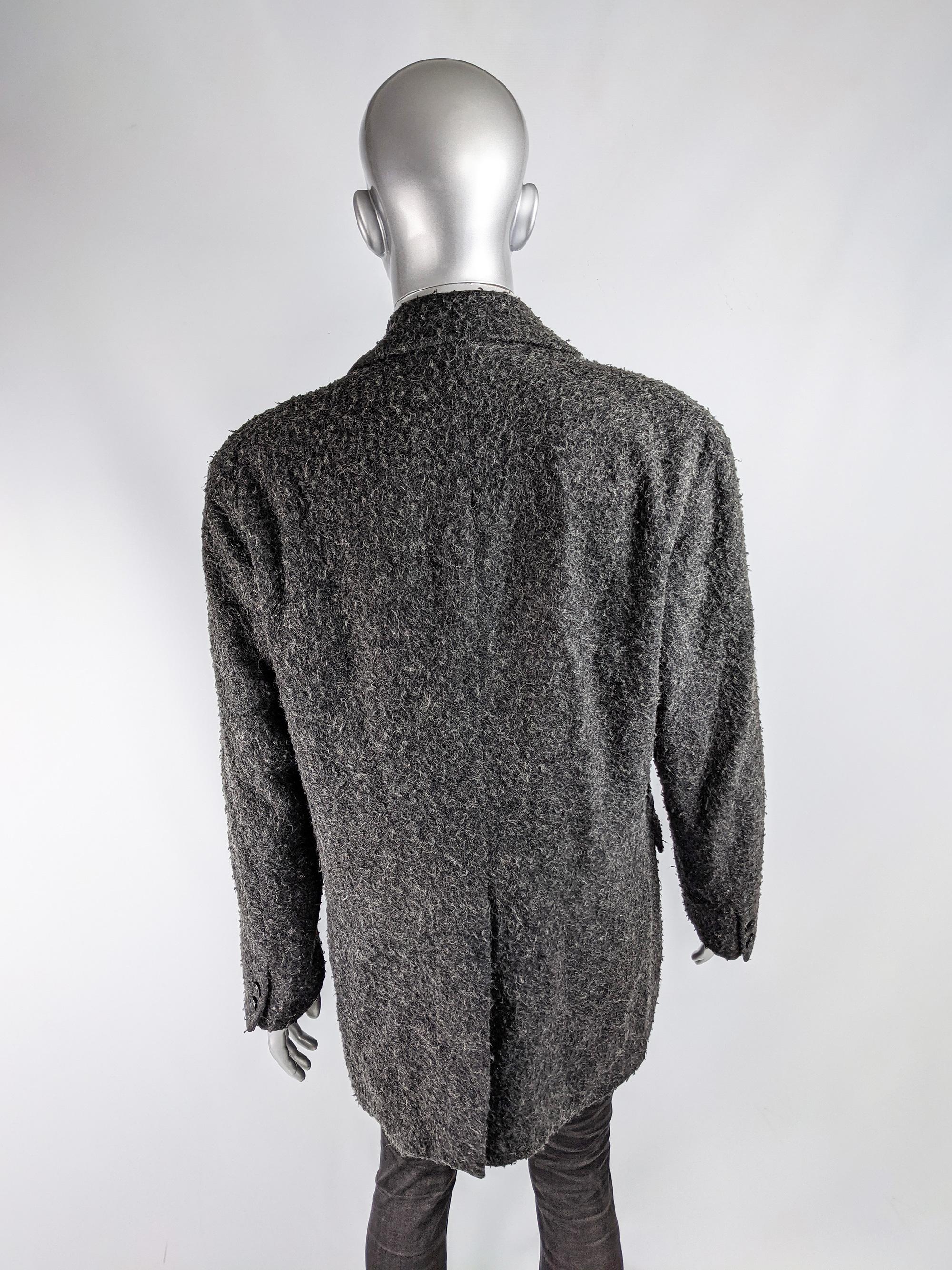 Calugi e Giannelli Vintage Mens Grey Boucle Tweed Jacket For Sale 2