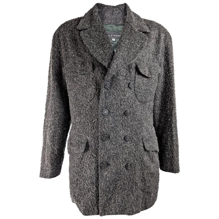 Calugi e Giannelli Vintage Mens Grey Boucle Tweed Jacket For Sale