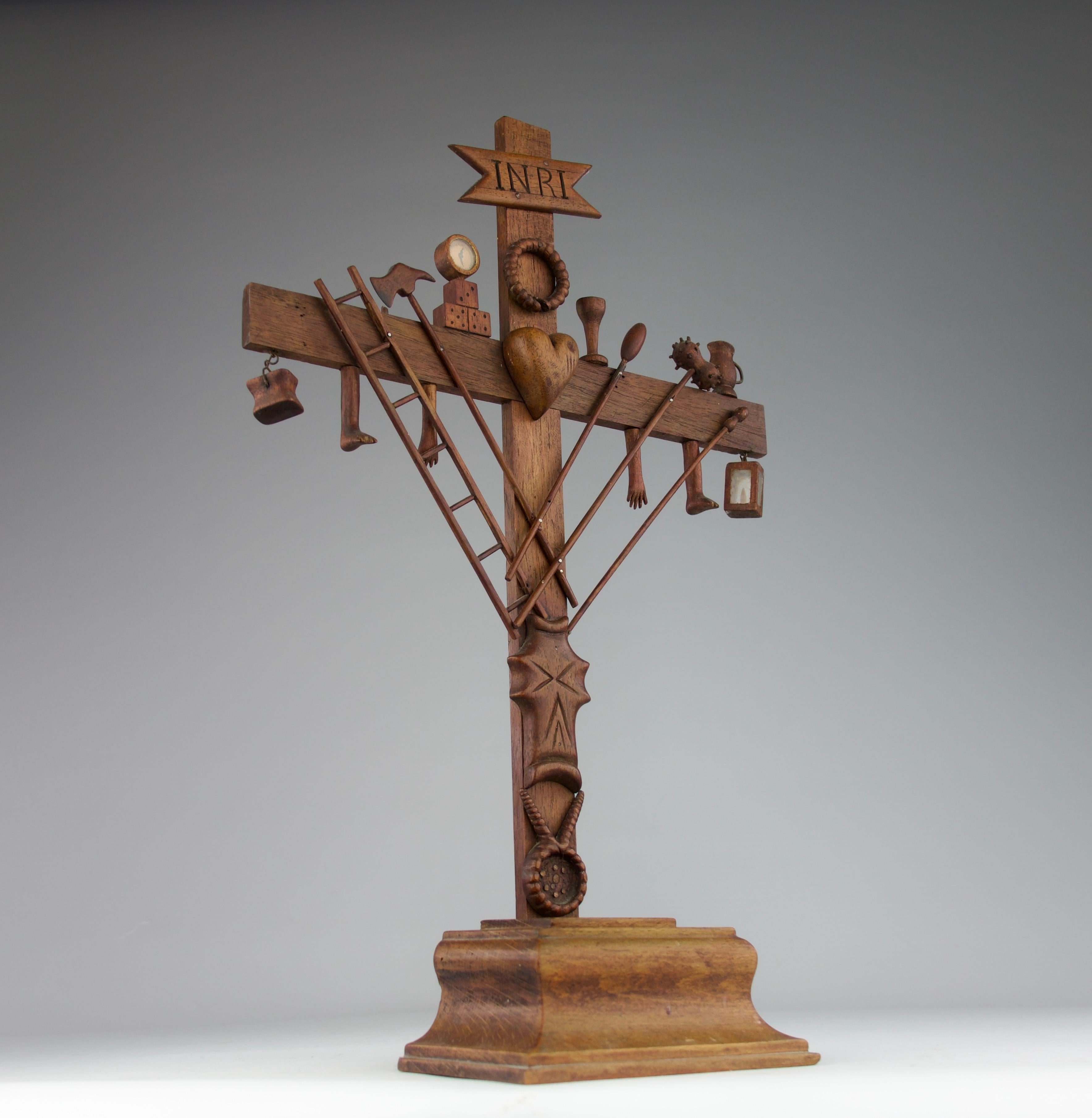 Wood Arma Christi Calvary, France 19th Century For Sale