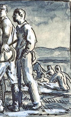 "Calvarymen Crossing", Important Study for Landmark WPA Mural by Jared French