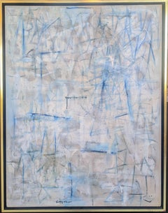 "Untitled" Calvert Coggeshall, White and Blue, Gestural, Abstract Expressionism