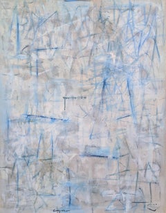 "Untitled" Calvert Coggeshall, White and Blue, Gestural, Abstract Expressionism