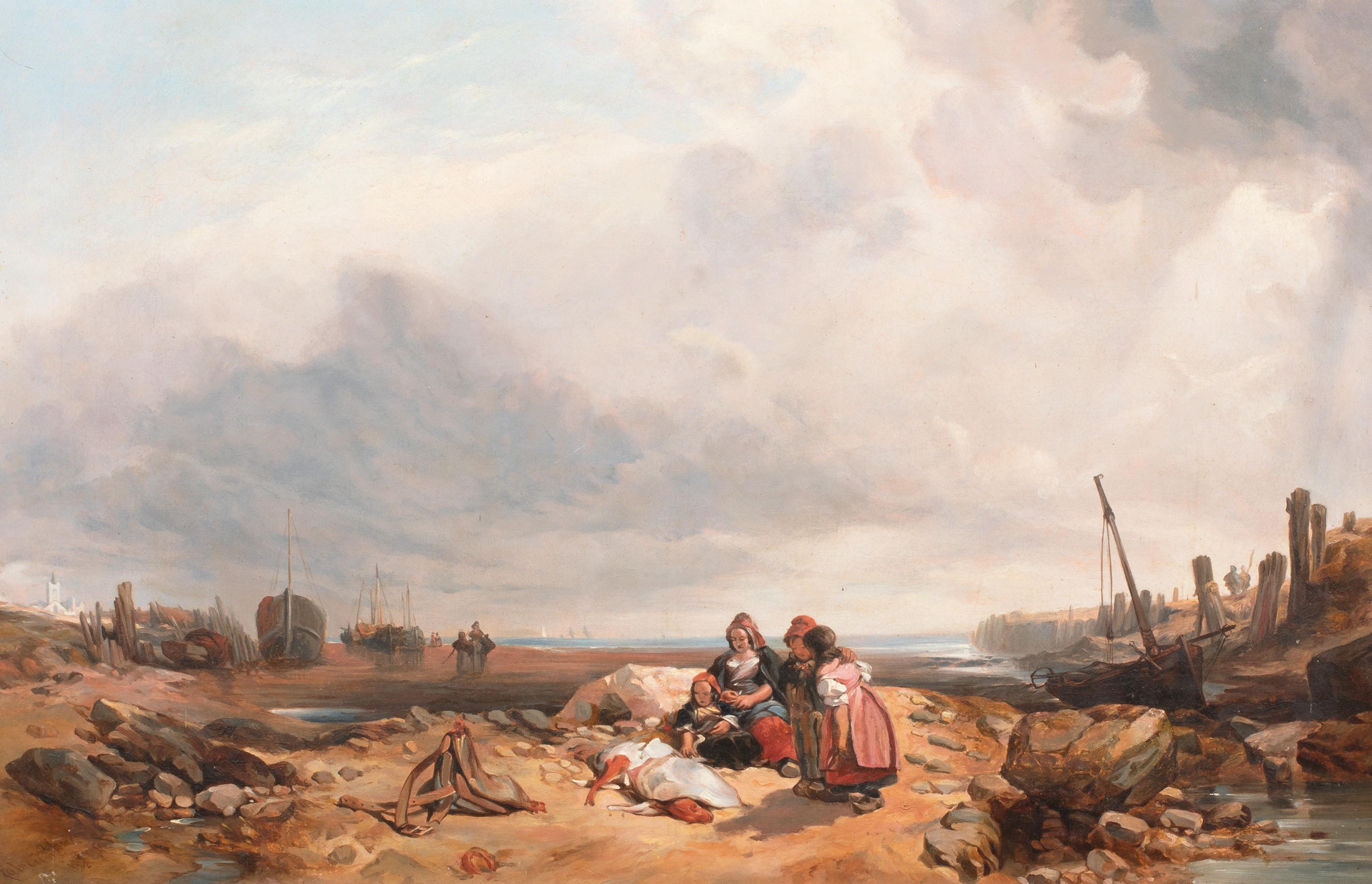 On The Shore, believed to be Swansea, 19th Century  - Painting by Calvert Richard Jones