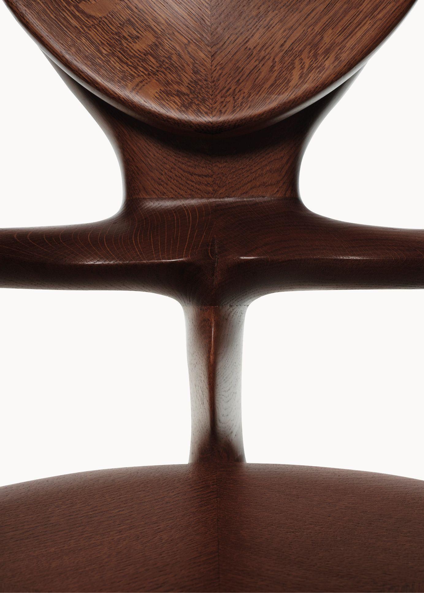 Varnished 20th century Calvet armchair by Antonio Gaudi, solid oak modern Spanish design For Sale