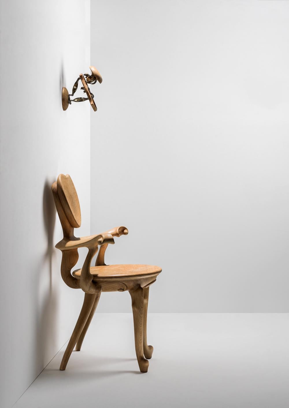 Calvet armchair by Antonio Gaudi, solid oak, modernist Spanish design For Sale 7