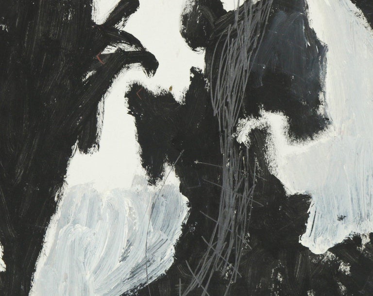 Gestural Monochrome Abstract 1940-50s Oil & Graphite - Art by Calvin Anderson