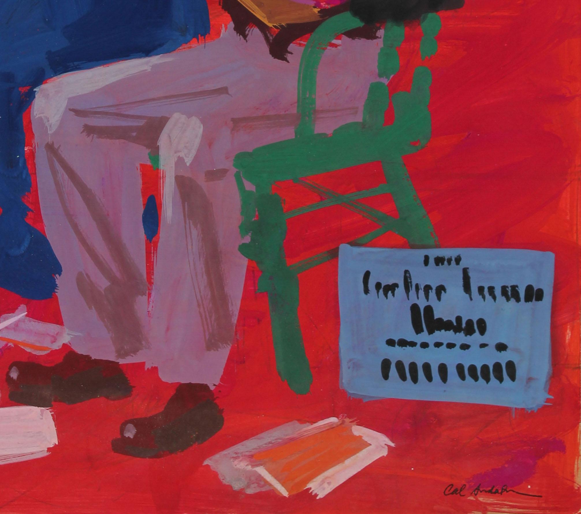 Mid-Century-Büchercover- Illustration in Gouache – Painting von Calvin Anderson