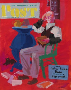 Mid-Century-Büchercover- Illustration in Gouache