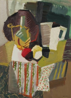 Mid Century Modern Cubist Still Life, Oil on Paper, 1943