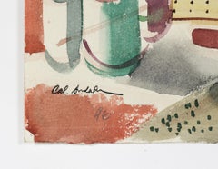 Vintage Industrial Cityscape 1946 Watercolor