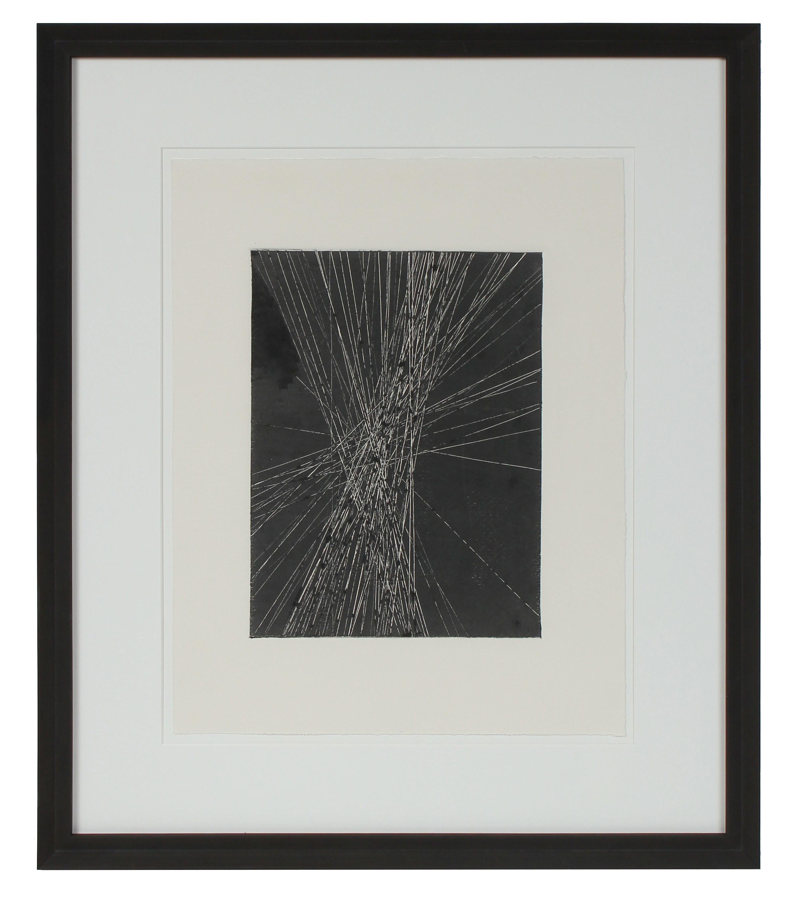 Calvin Anderson Abstract Print - Abstract Etching Black & White, Circa 2000s