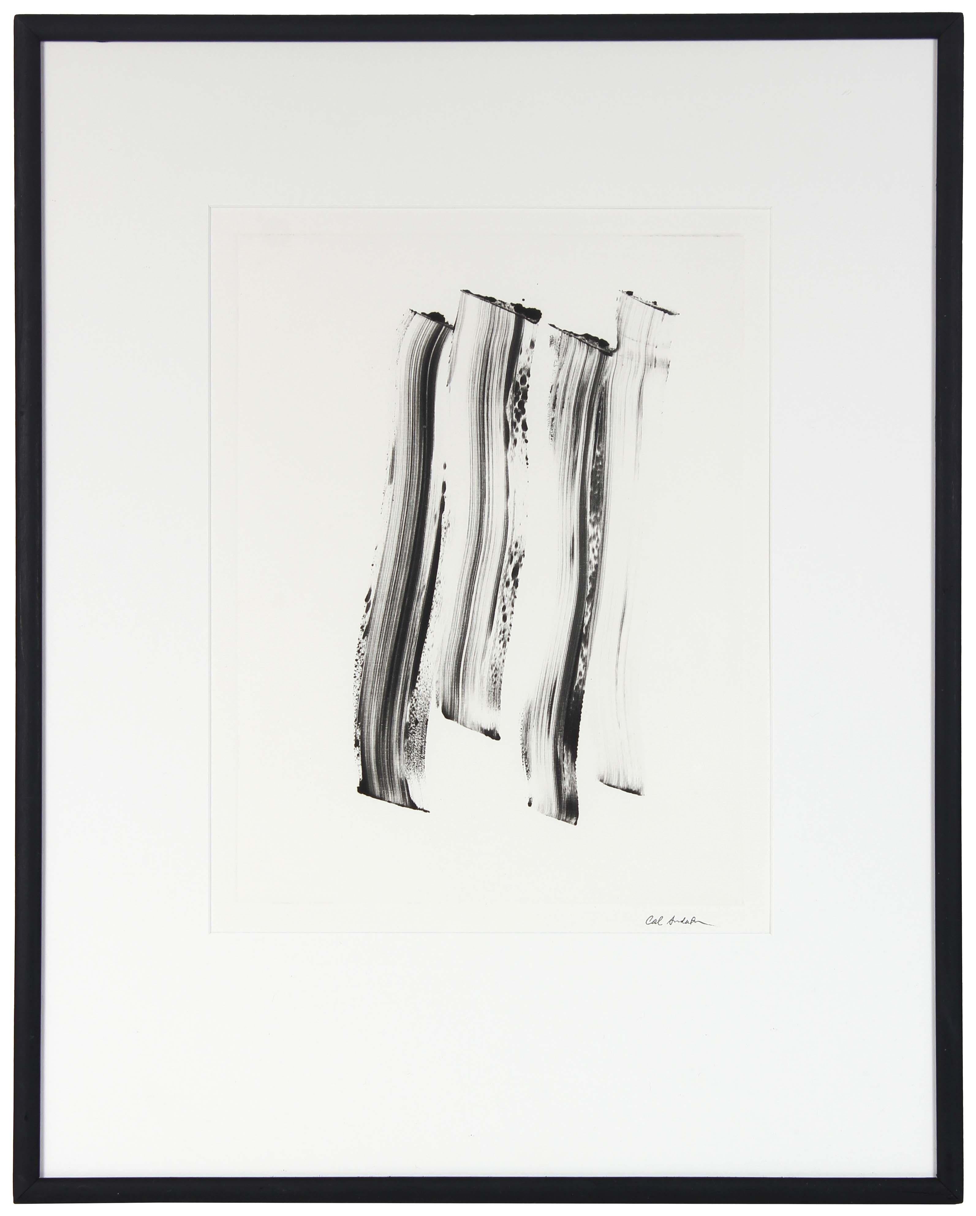 Calvin Anderson Abstract Print - Abstract Monotype Black & White, Circa 2000s