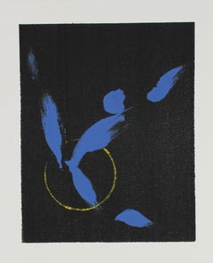 Abstract Print in Black Blue and Yellow 1990-2000s Monotype