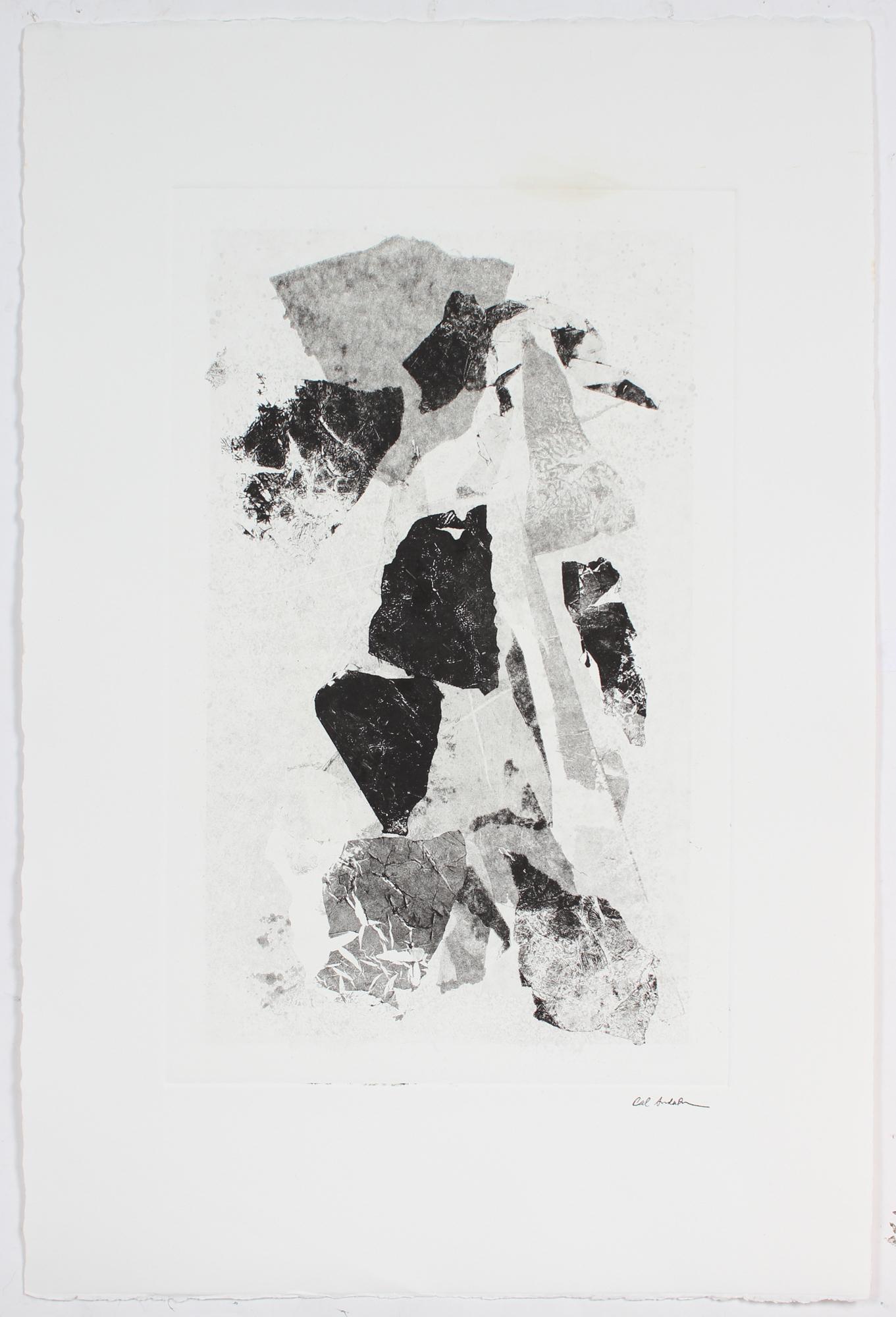 Abstracted Inflexible Forms 20th Century Monotype - Print by Calvin Anderson