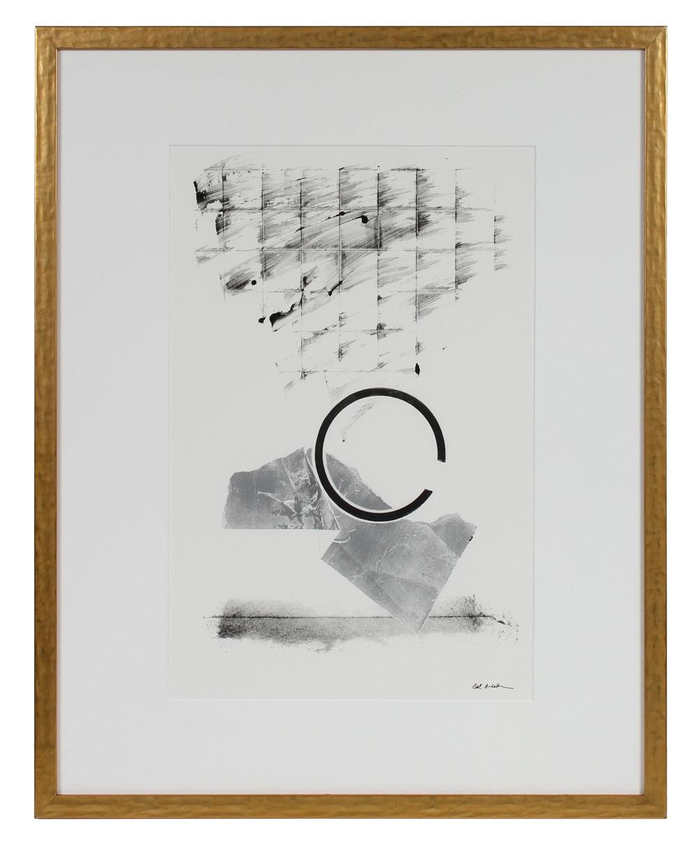 Calvin Anderson Abstract Print - Black and White Abstract Monotype on Paper