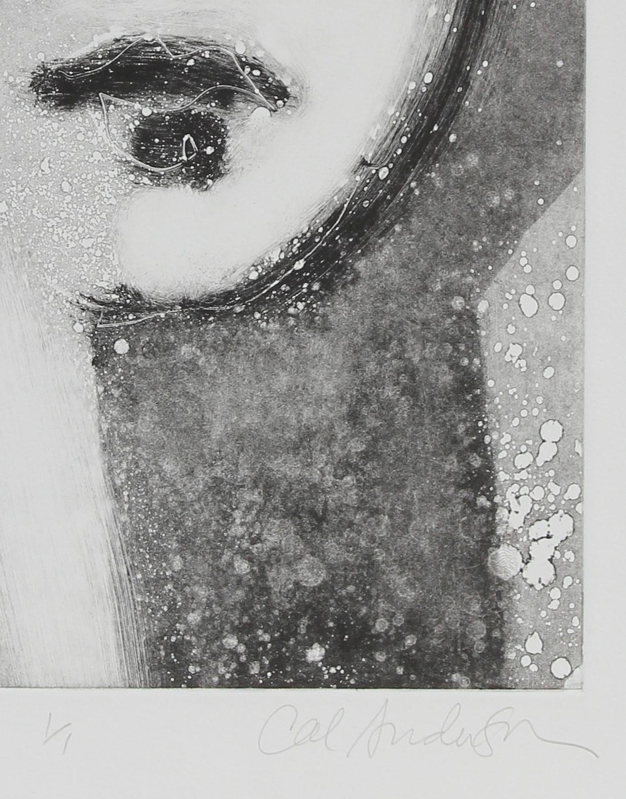 Monochromatic Abstracted Portrait 1990-2000s Monotype - Black Figurative Print by Calvin Anderson