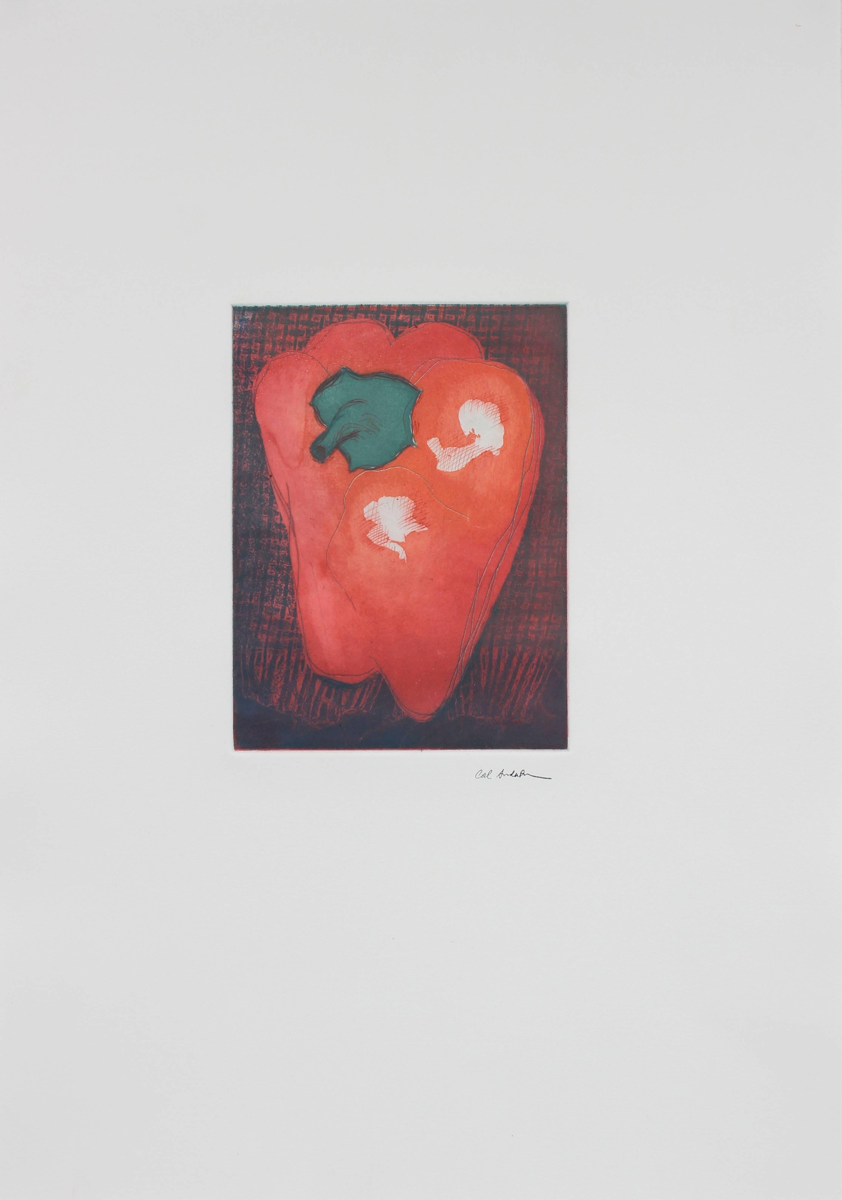 Red Bell Pepper Etching, Circa 2000 - Print by Calvin Anderson