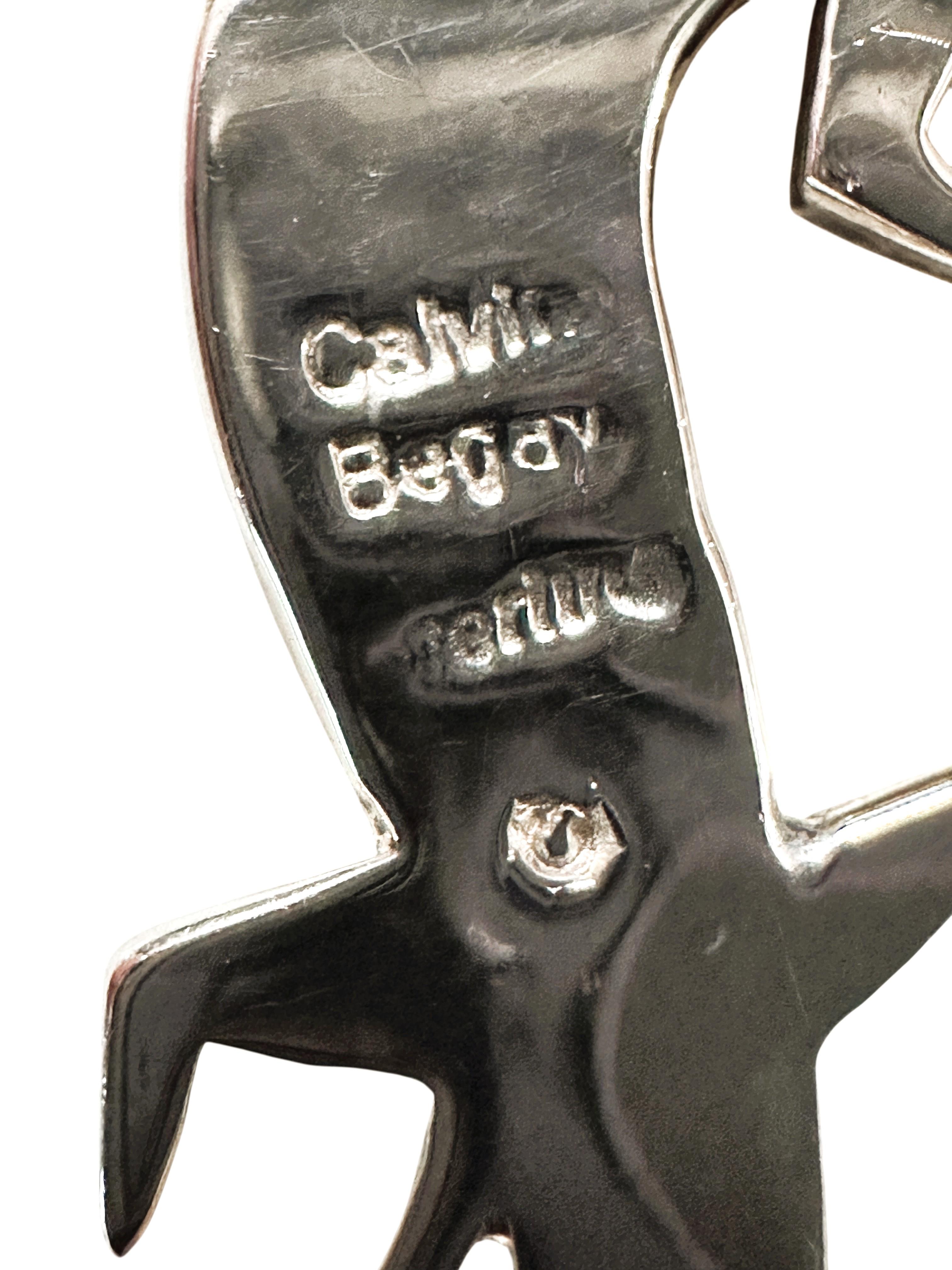 Calvin Begay Collana con ciondolo a forma di geco in argento sterling con opale di fuoco e ghiaccio in vendita 9