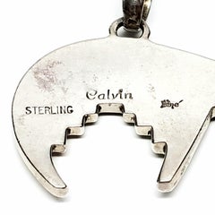 Calvin Begay Native American Sterling Silver Multi Stone Inlay Bear Pendant