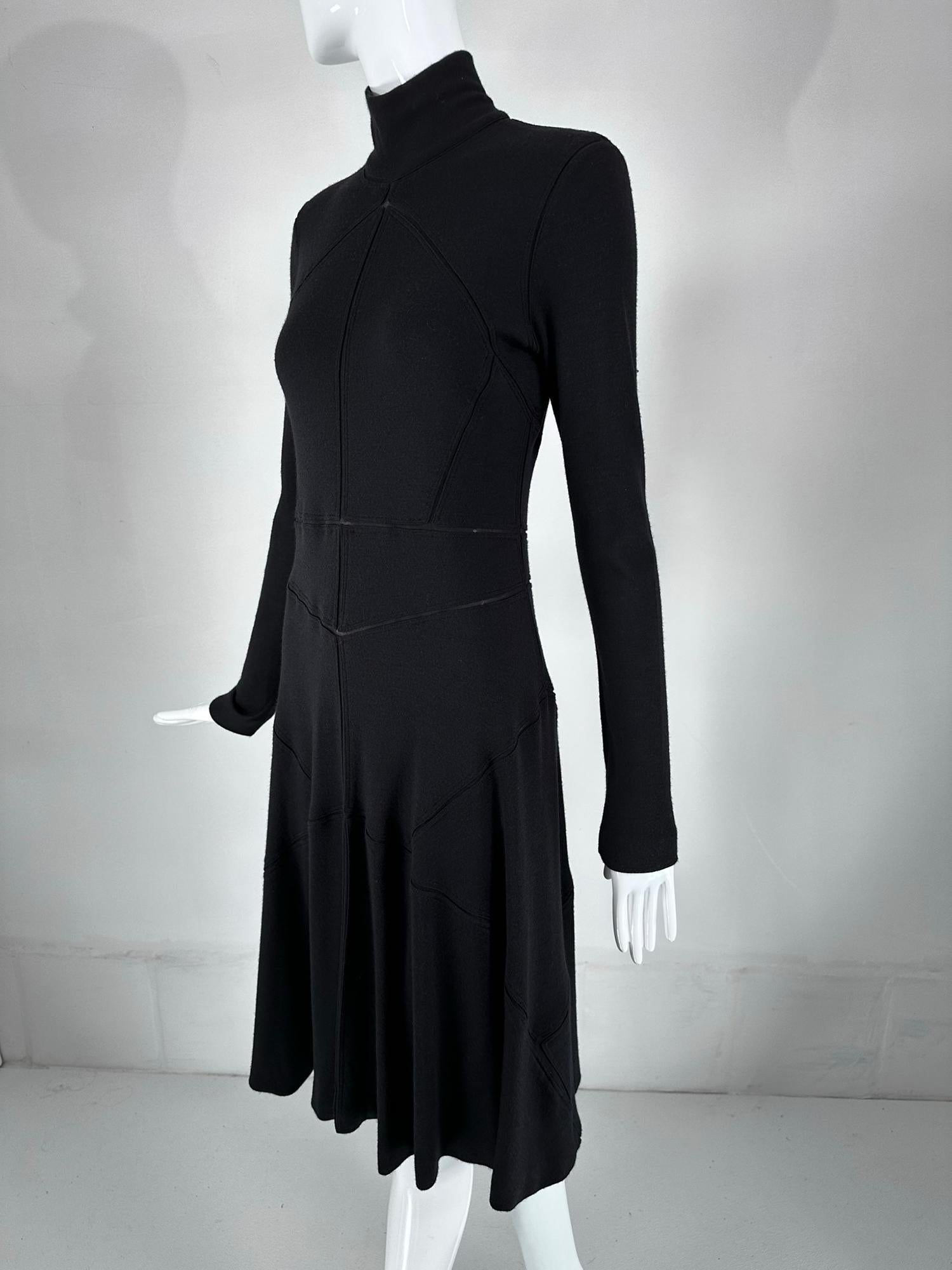 Calvin Klein 1990s Cashmere Blend Bias sheer Seam Classic Fit & Flair Dress 8 For Sale 5