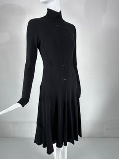 Calvin Klein 1990s Cashmere Blend Bias sheer Seam Classic Fit & Flair Dress 8