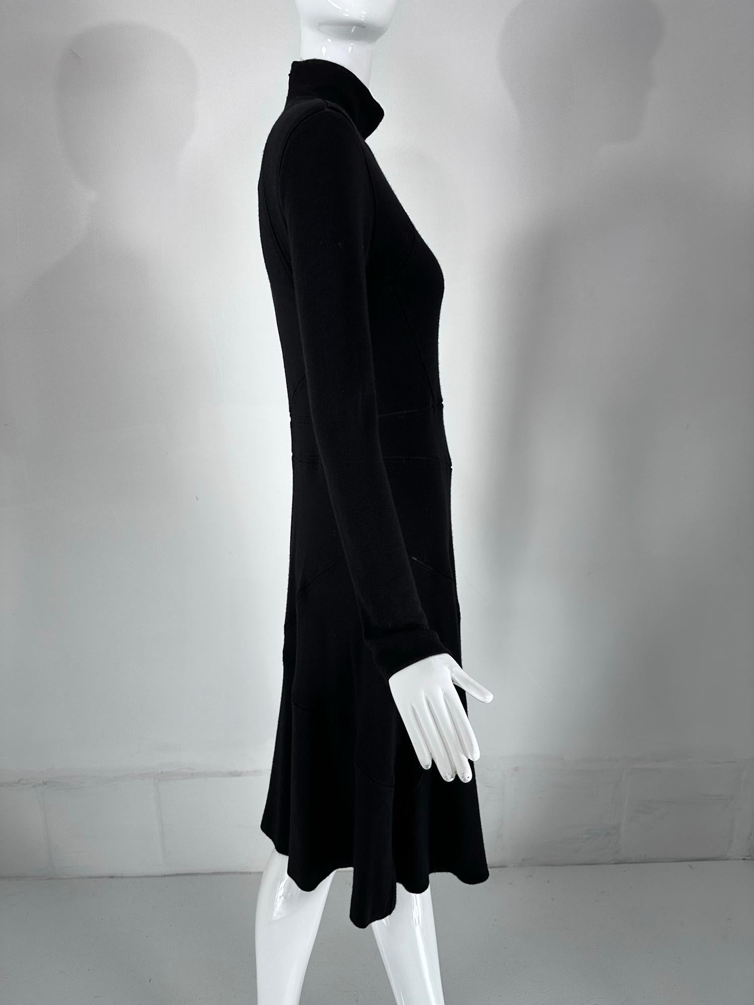 Calvin Klein 1990s Cashmere Blend Bias sheer Seam Classic Fit & Flair Dress 8 In Good Condition In West Palm Beach, FL
