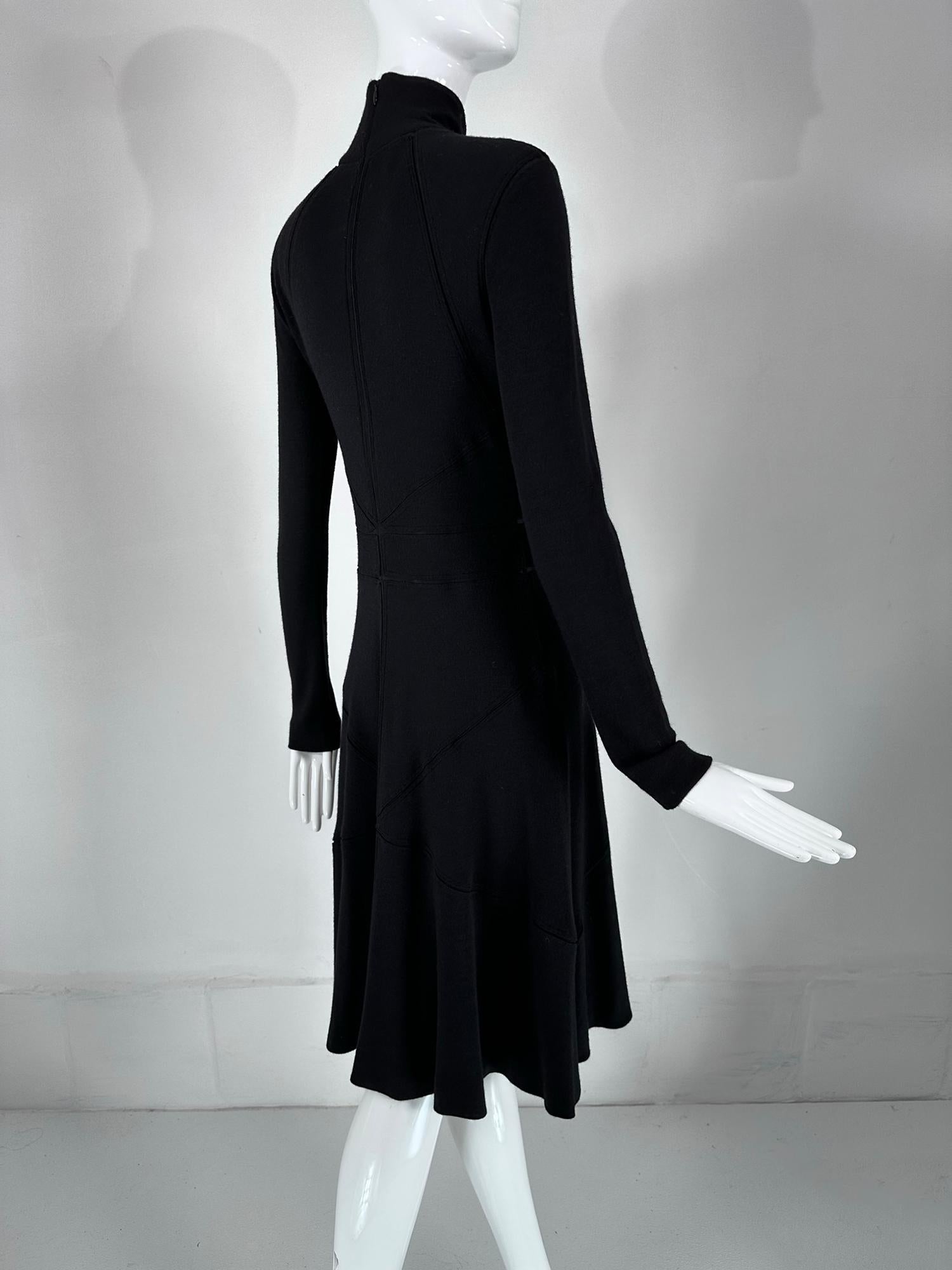 Women's Calvin Klein 1990s Cashmere Blend Bias sheer Seam Classic Fit & Flair Dress 8 For Sale
