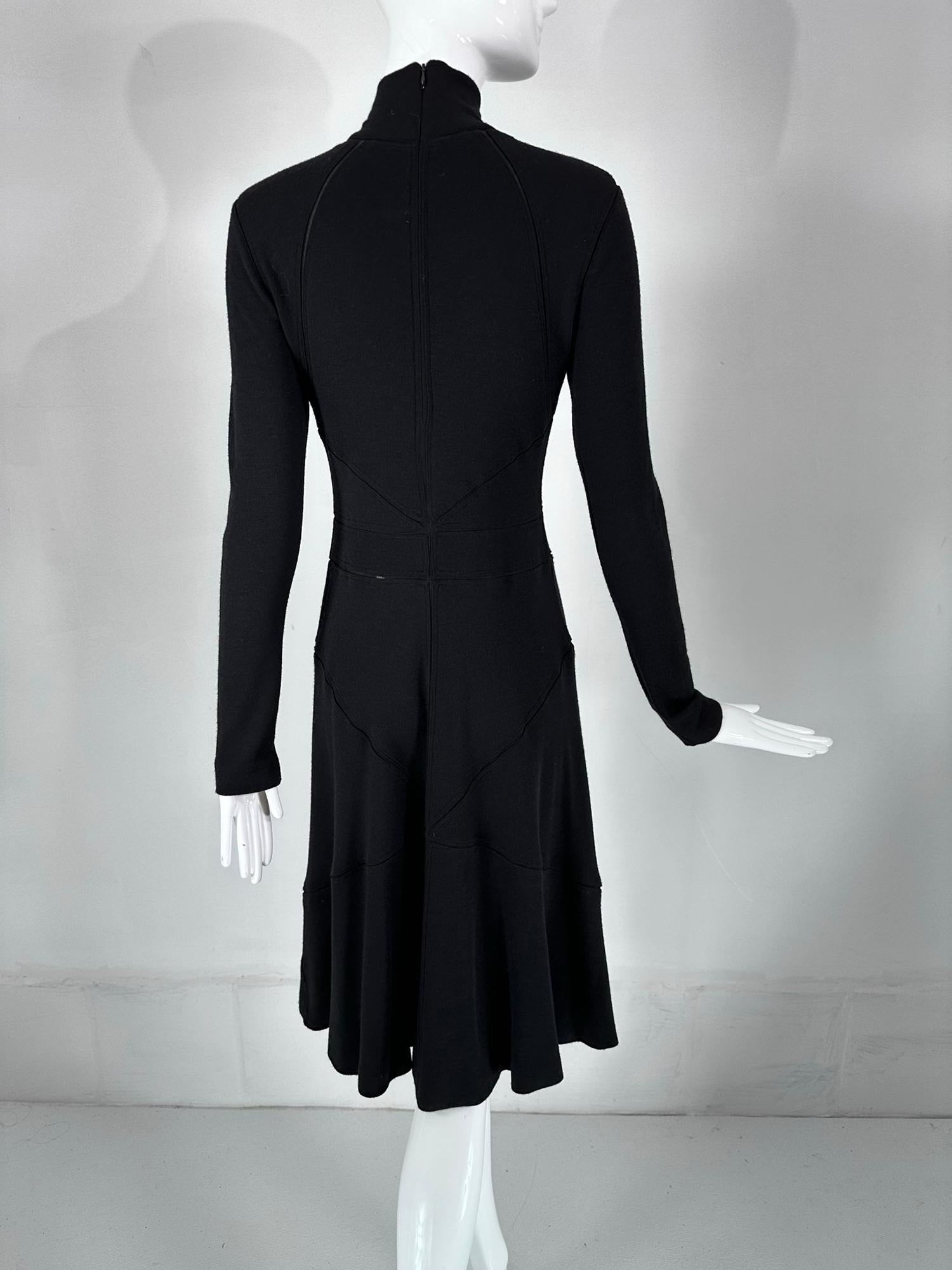 Calvin Klein 1990s Cashmere Blend Bias sheer Seam Classic Fit & Flair Dress 8 For Sale 1