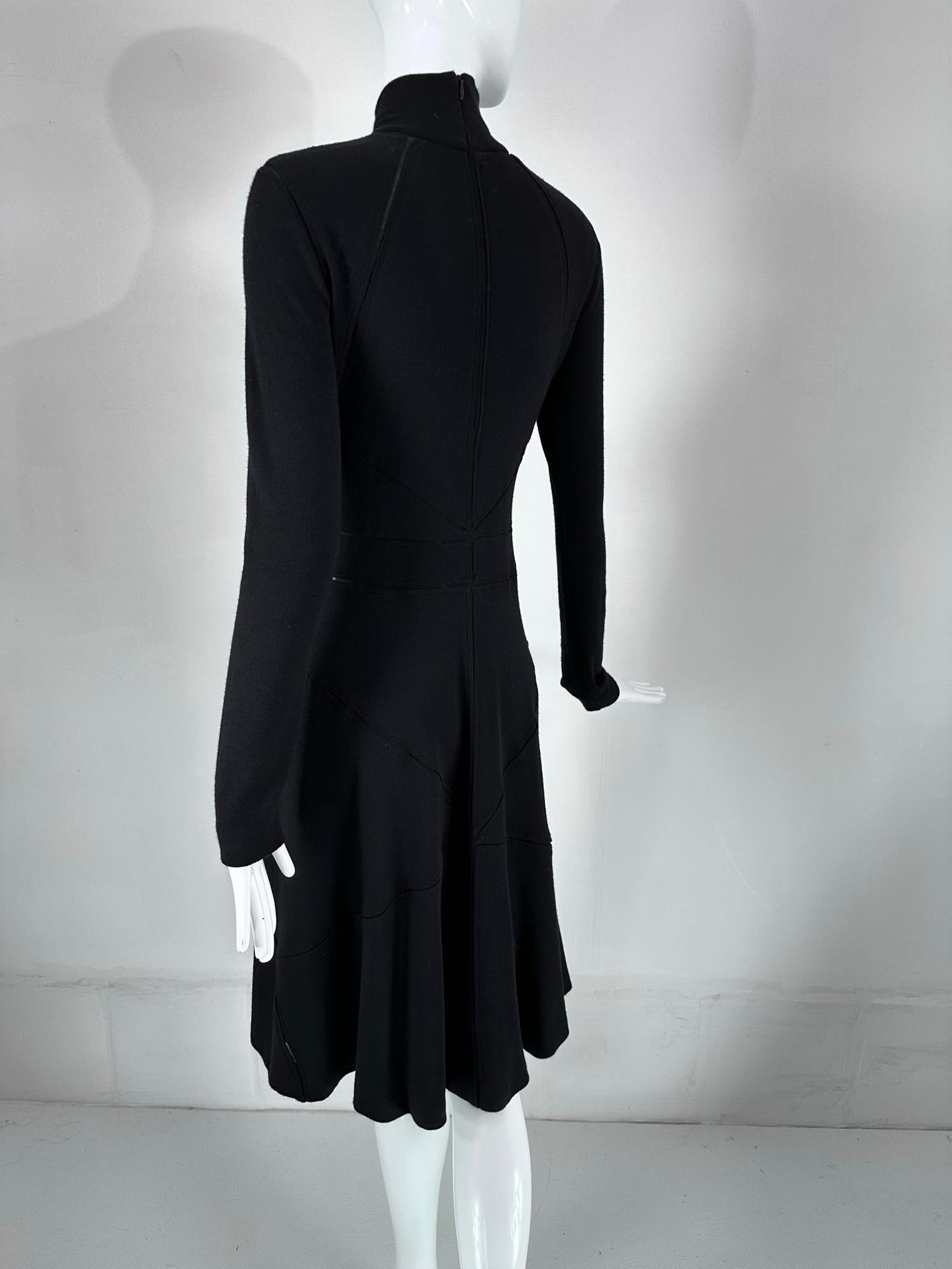 Calvin Klein 1990s Cashmere Blend Bias sheer Seam Classic Fit & Flair Dress 8 For Sale 2