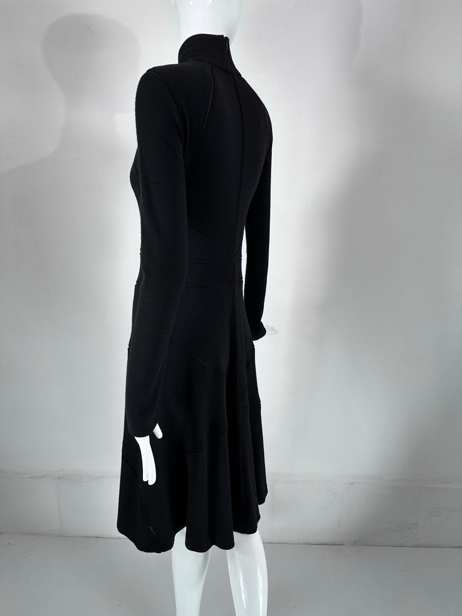 Calvin Klein 1990s Cashmere Blend Bias sheer Seam Classic Fit & Flair Dress 8 For Sale 3