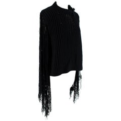 Calvin Klein 205W39NYC Black Fringed Jumper - Size XS