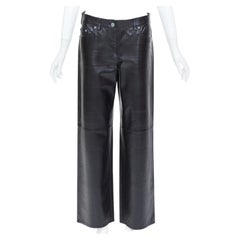 Pantalones utilitarios de corte recto de piel de cordero negra de CALVIN KLEIN 205W39NYC, talla IT40 S