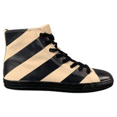 CALVIN KLEIN 205W39NYC Carizma Size 8 Black Stripe Leather High Top Sneakers