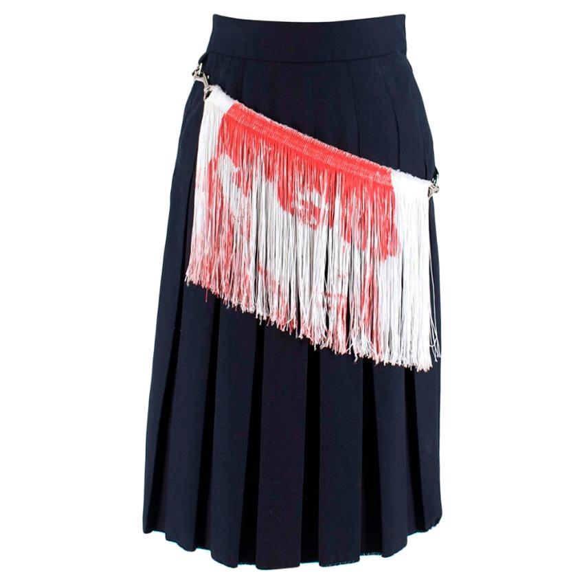 Calvin Klein 205W39NYC fringe detail pleated skirt - Size US 0 For Sale
