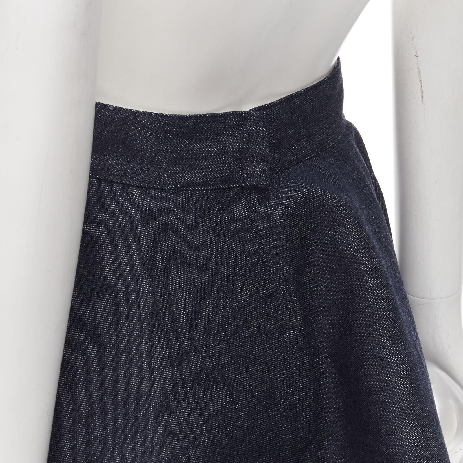 CALVIN KLEIN 205W39NYC navy minimal structural A-line denim flared skirt US2 S 4