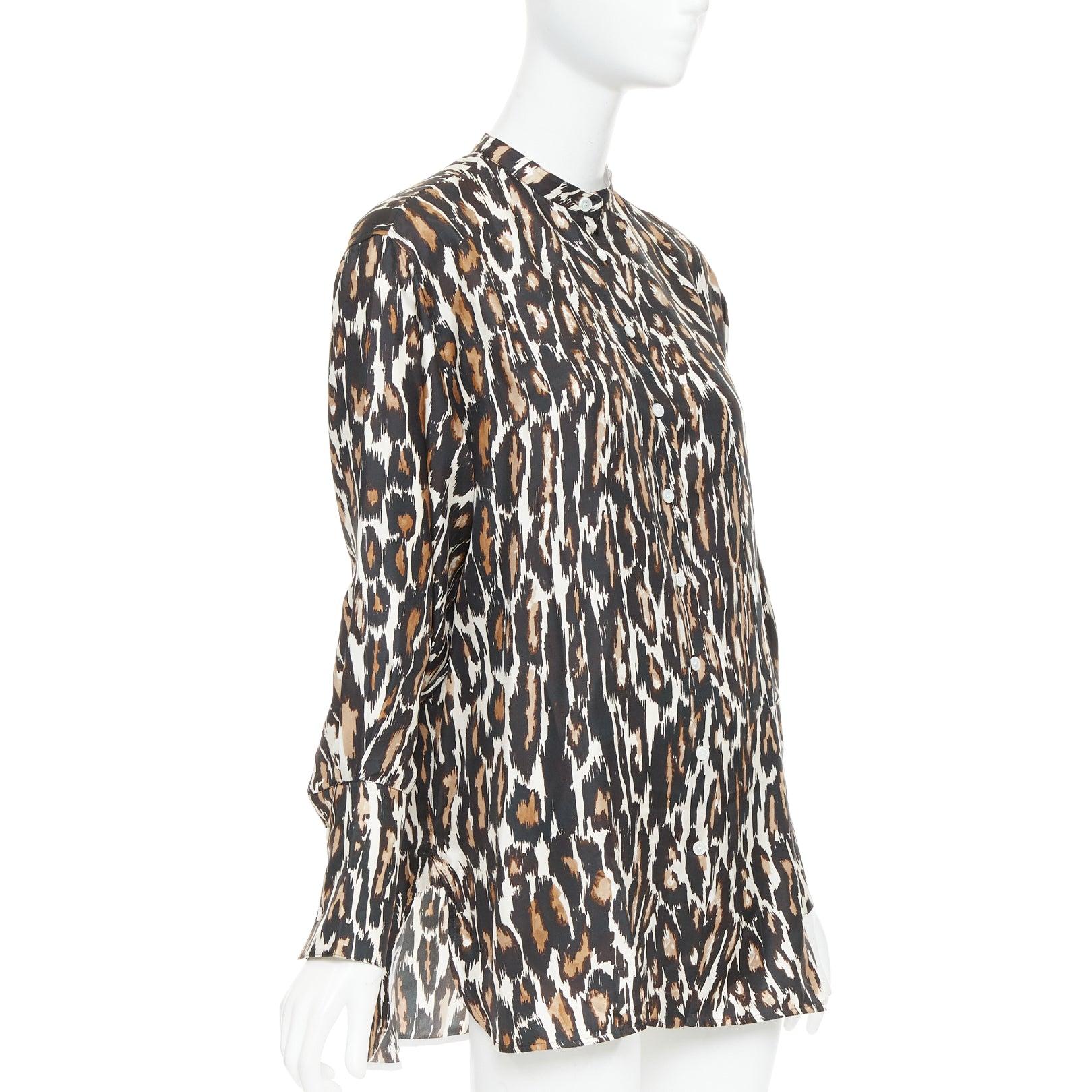 Nero Calvin Klein 205W39NYC Raf Simons 100% seta nera con stampa leopardo US0 XS in vendita