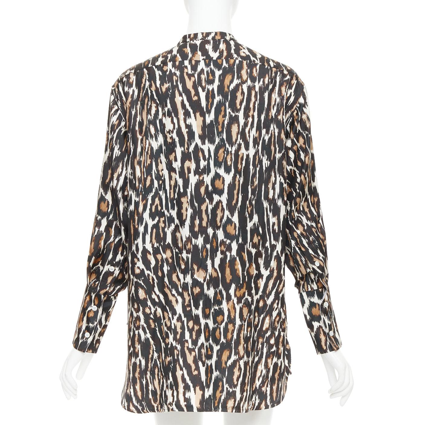 Donna Calvin Klein 205W39NYC Raf Simons 100% seta nera con stampa leopardo US0 XS in vendita