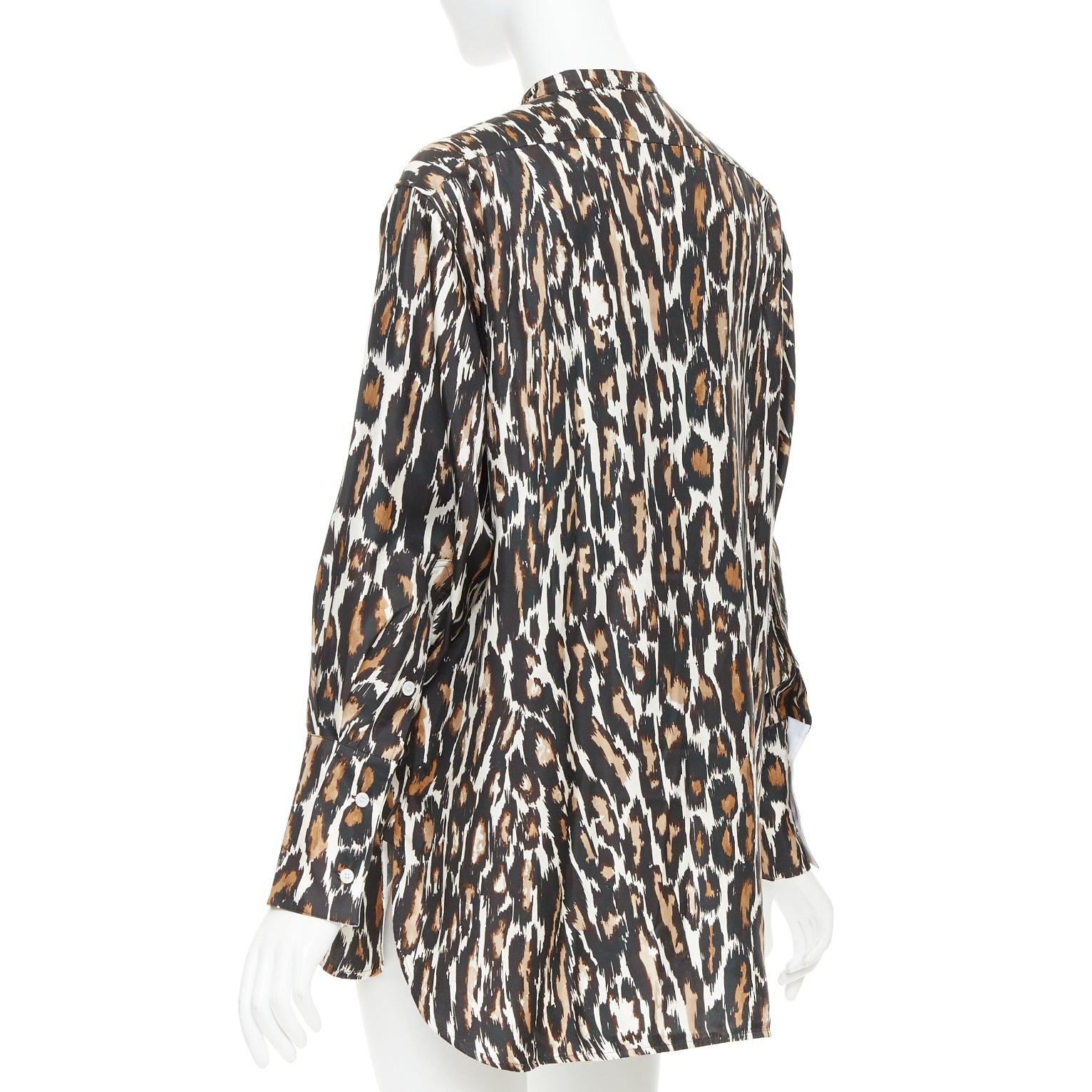 Calvin Klein 205W39NYC Raf Simons 100% seta nera con stampa leopardo US0 XS in vendita 1