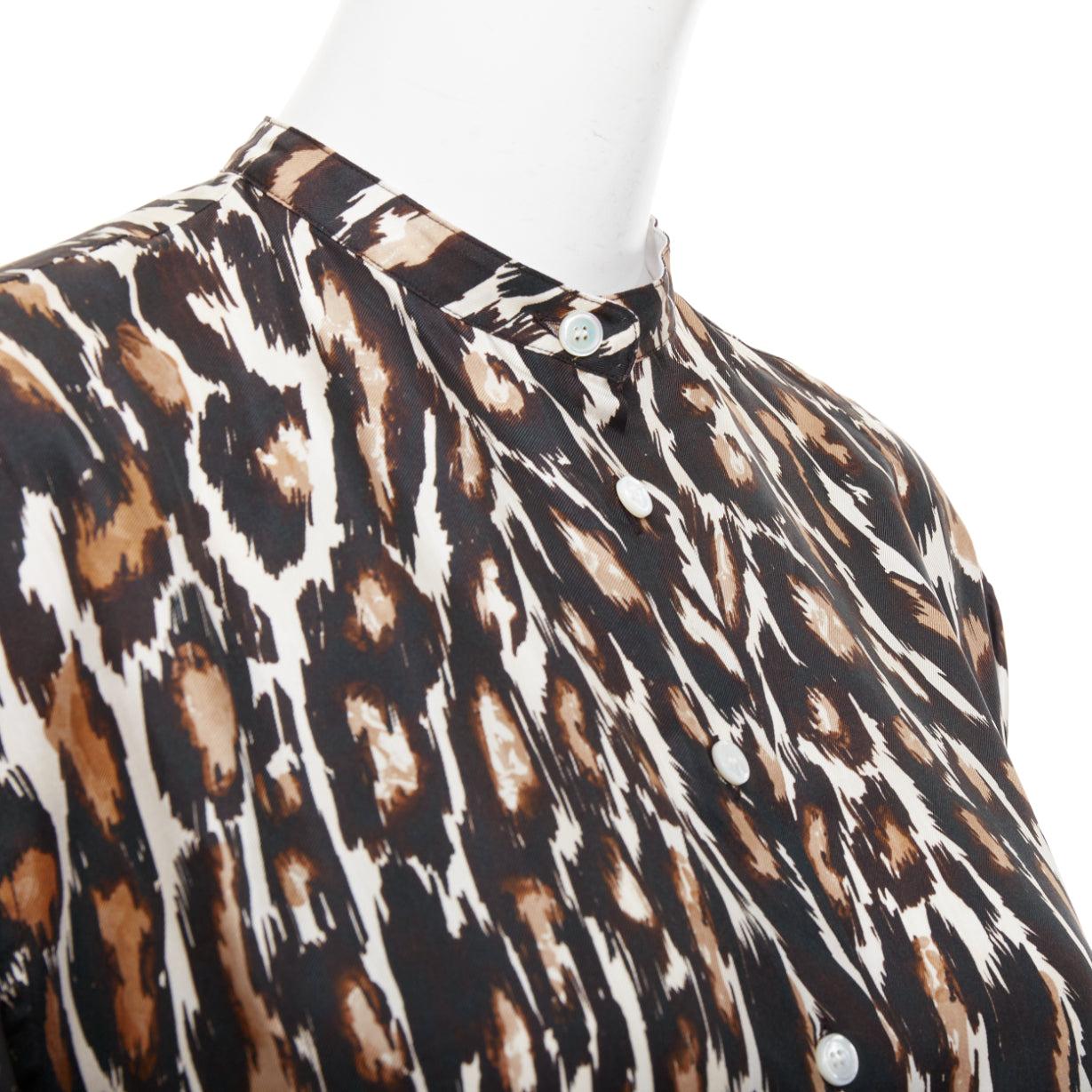 Calvin Klein 205W39NYC Raf Simons 100% seta nera con stampa leopardo US0 XS in vendita 2