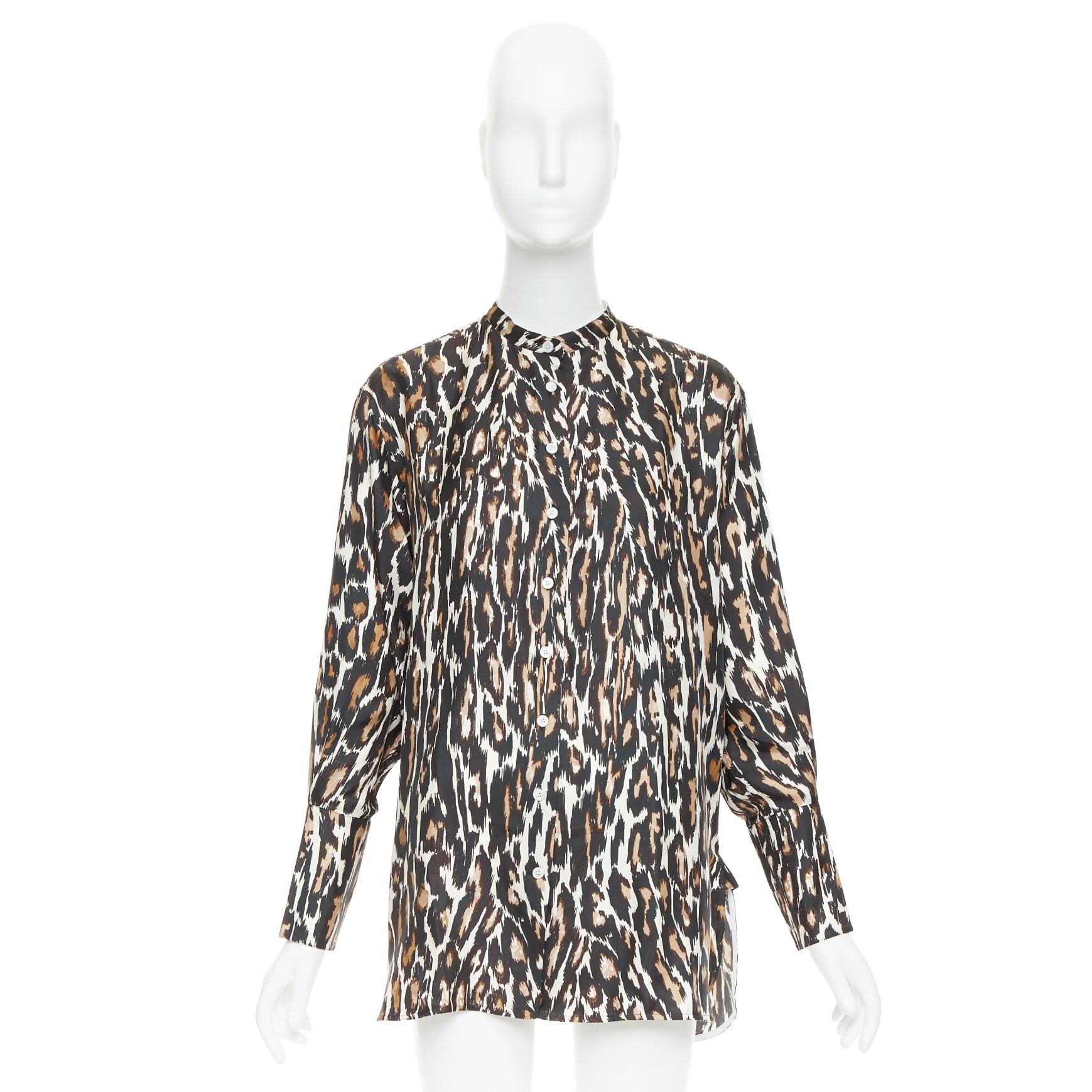 Calvin Klein 205W39NYC Raf Simons 100% seta nera con stampa leopardo US0 XS in vendita 4