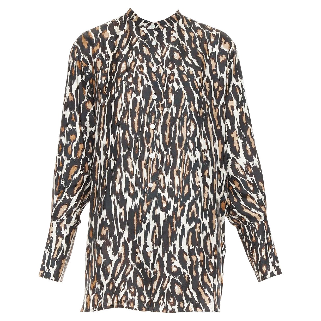 Calvin Klein 205W39NYC Raf Simons 100% seta nera con stampa leopardo US0 XS in vendita