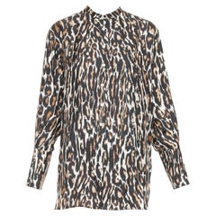 CALVIN KLEIN 205W39NYC Raf Simons 100% silk black leopard print shirt US0 XS