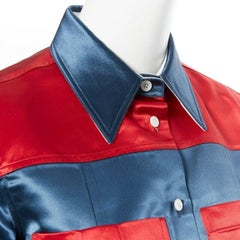 CALVIN KLEIN 205W39NYC RAF SIMONS 2018 Runway blue red acetate shirt IT36 XS