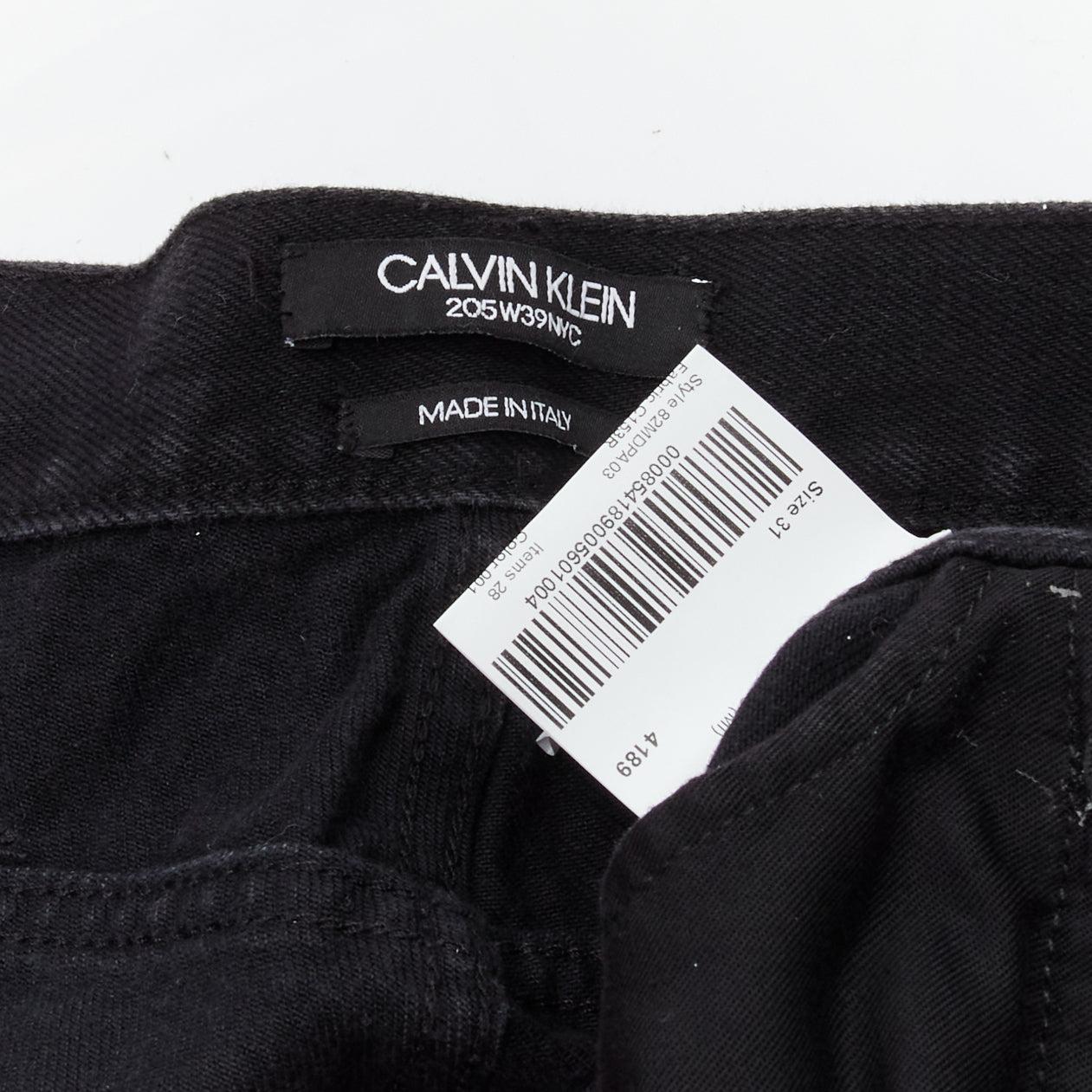 CALVIN KLEIN 205W39NYC Raf Simons black distressed satin patch washed jeans 31