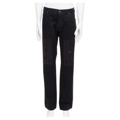 CALVIN KLEIN 205W39NYC Raf Simons Schwarze Jeans aus Satin mit Patchmuster im Used-Look 31"